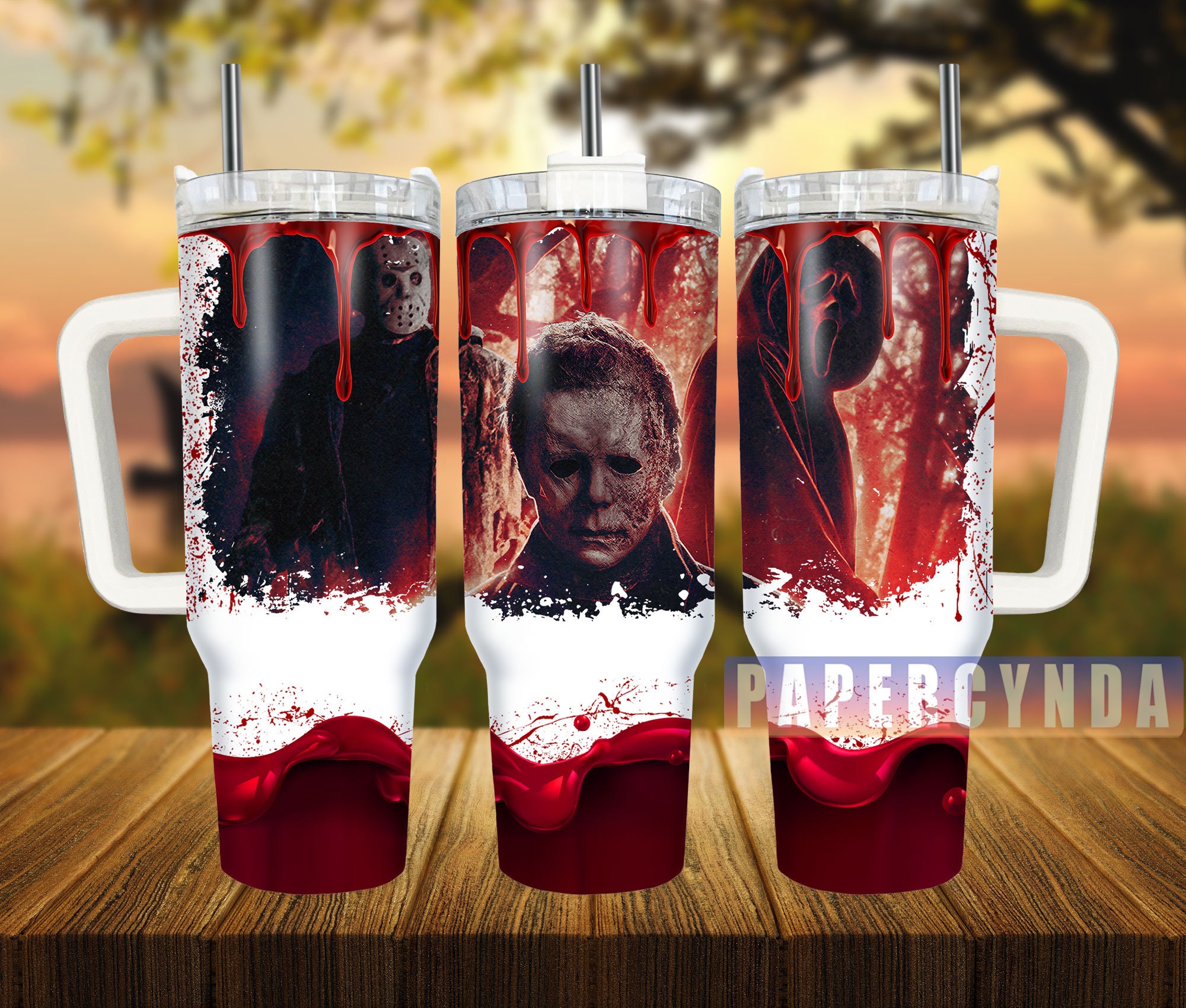 Horror Movie Icon Tumbler - Double Walled, Stainless Steel, 40oz
