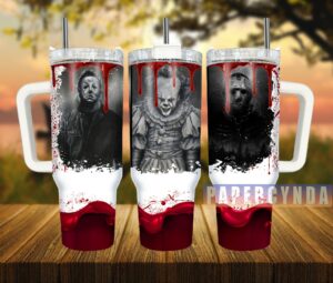 Horror Icon Tumbler - 40oz Stainless Steel Cup with Handle & Straw