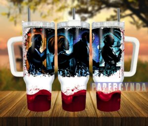 Vibrant Character Art Tumbler with Handle - 40oz Stainless Steel Travel Mug