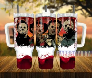 Horror Icons Tumbler - Insulated Travel Mug with Handle