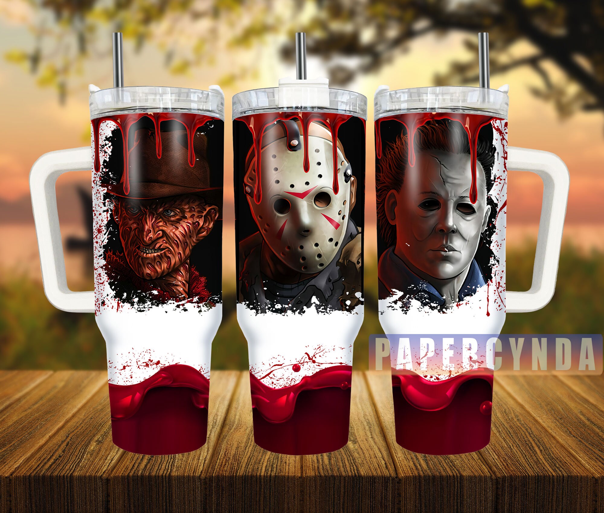 Horror Legends Tumbler - Double-Wall Insulated with Straw & Handle