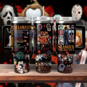 Horror Movie Icons Tumbler with Straw - Perfect Halloween Gift