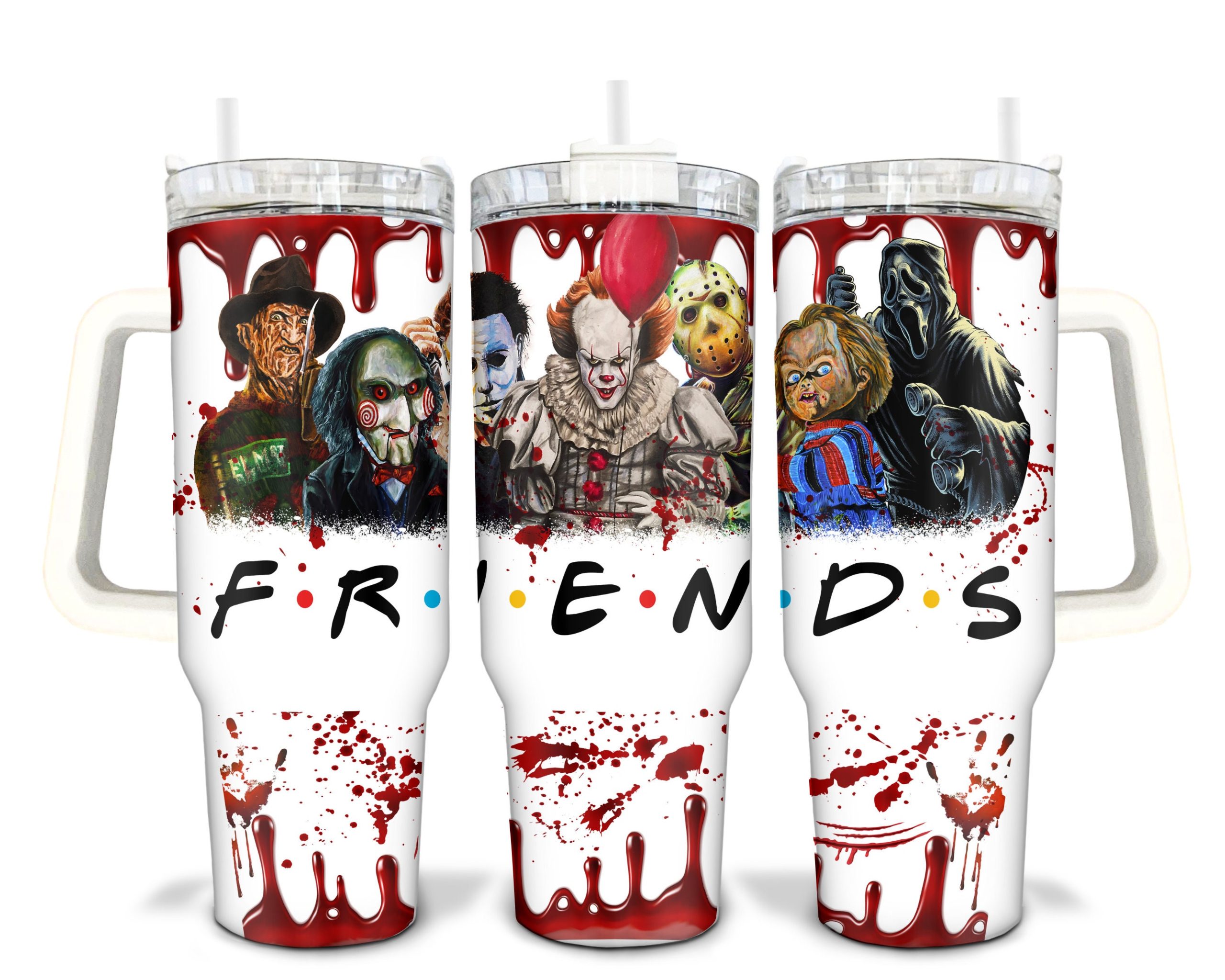 Horror Friends Tumbler - Insulated Travel Mug for Scary Movie Fans