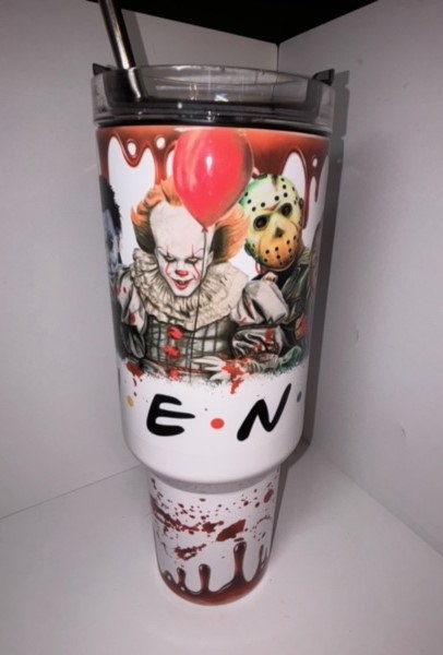 Horror Friends Tumbler - Insulated Travel Mug for Scary Movie Fans - Image 2
