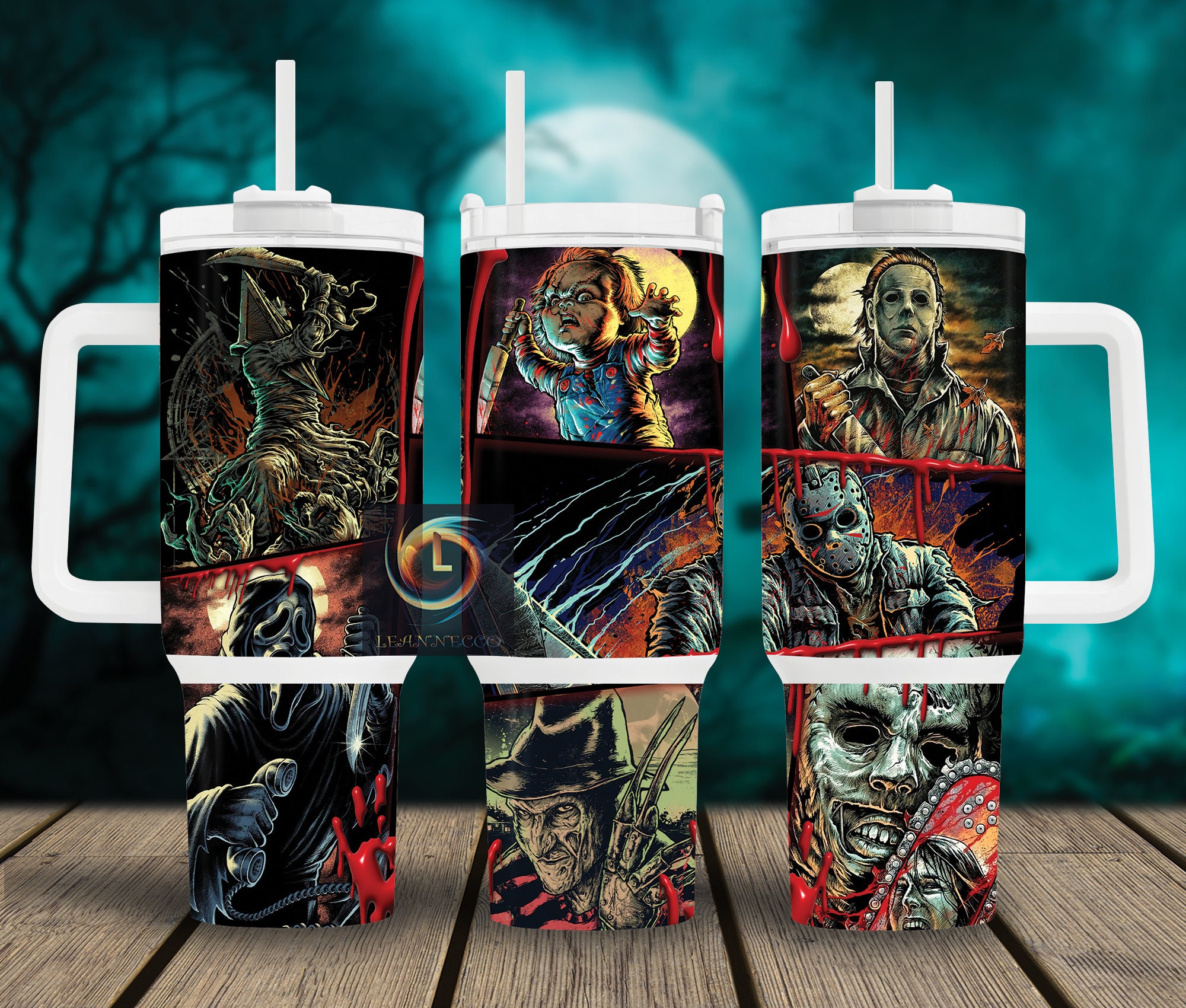 Horror Icon Tumbler with Straw - Perfect for Fans of Classic Scares