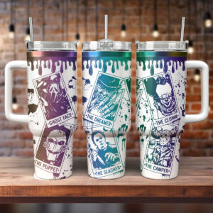 Horror Legends Tumbler Set - Insulated Travel Mug with Handle & Straw