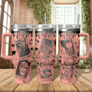 Horror Movie Inspired Tumbler with Handle and Straw - Unique Gift for Fans