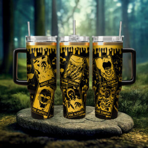 Spooky Horror-Themed Tumbler Set - Insulated Drinkware with Straw & Handle