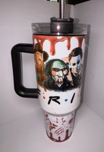 Horror Friends Tumbler - Insulated Travel Mug for Scary Movie Fans - Image 4