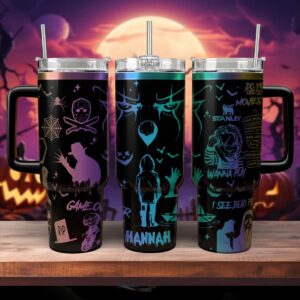Horror Characters Movies Custom Stanley Quencher 40oz Stainless Steel Tumbler With Handle - Threewoofs