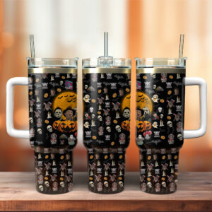 Horror Characters Movies Custom Stanley Quencher 40oz Stainless Steel Tumbler With Handle - Threewoofs