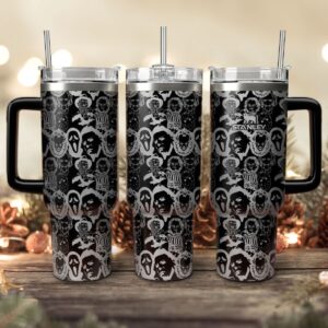 Horror Characters Movies Custom Stanley Quencher 40oz Stainless Steel Tumbler With Handle - Threewoofs