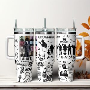 Horror Characters Movies Custom Stanley Quencher 40oz Stainless Steel Tumbler With Handle - Threewoofs