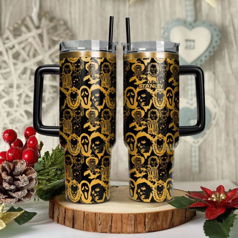 Horror Characters Movies Custom Stanley Quencher 40oz Stainless Steel Tumbler With Handle - Threewoofs