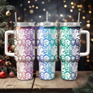 Horror Characters Movies Custom Stanley Quencher 40oz Stainless Steel Tumbler With Handle - Threewoofs