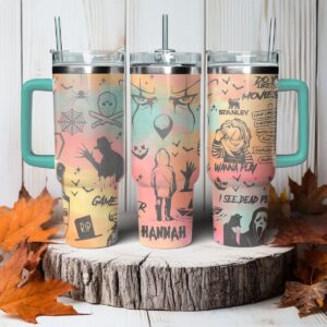 Horror Characters Movies Custom Stanley Quencher 40oz Stainless Steel Tumbler With Handle - Threewoofs