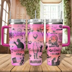 Horror Characters Movies Custom Stanley Quencher 40oz Stainless Steel Tumbler With Handle - Threewoofs