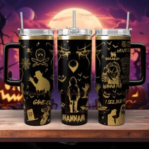 Horror Characters Movies Custom Stanley Quencher 40oz Stainless Steel Tumbler With Handle - Threewoofs