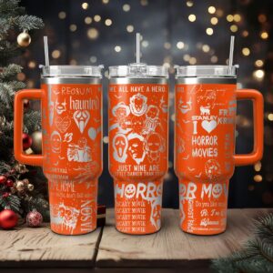 Horror Characters Movies Custom Stanley Quencher 40oz Stainless Steel Tumbler With Handle - Threewoofs
