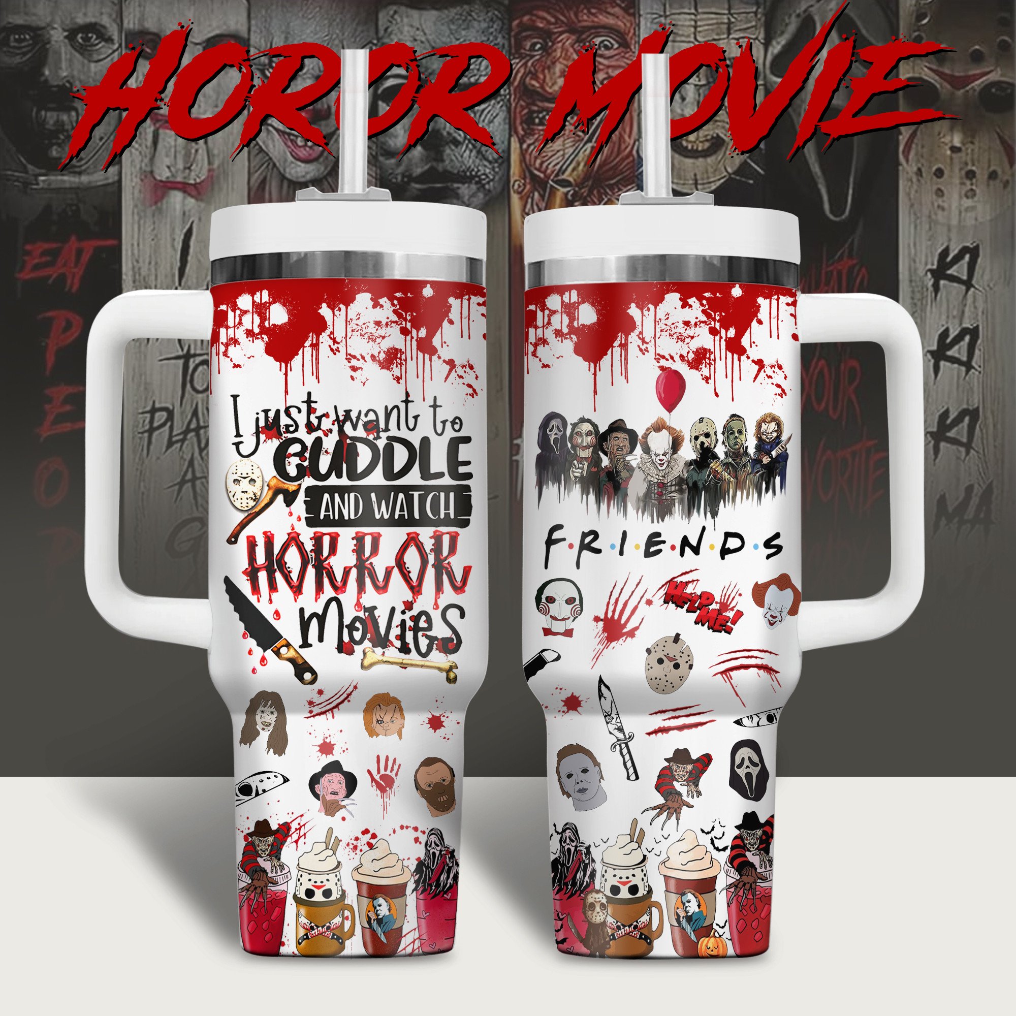 Horror Movie Lovers Mug - Spooky Design for Chilling Movie Nights