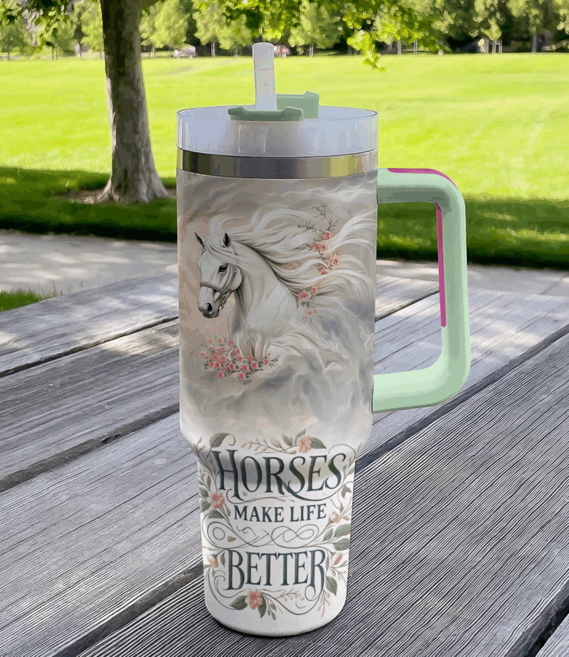 Horse Animal Custom Stanley Quencher 40oz Stainless Steel Tumbler With Handle - Threewoofs - Image 4