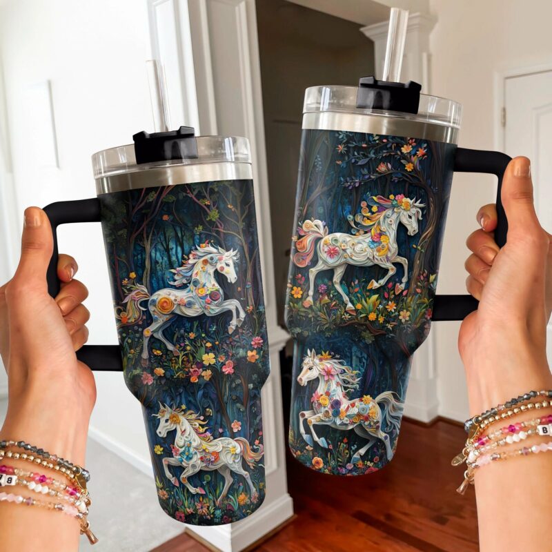 Horse Animal Custom Stanley Quencher 40oz Stainless Steel Tumbler With Handle - Threewoofs - Image 3