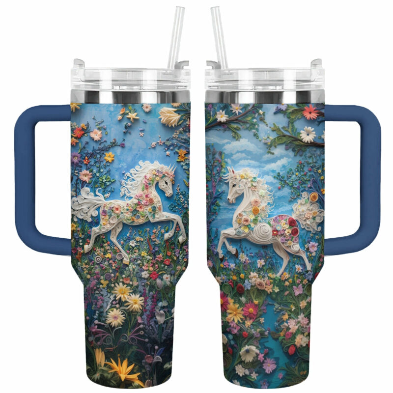 Horse Animal Custom Stanley Quencher 40oz Stainless Steel Tumbler With Handle - Threewoofs