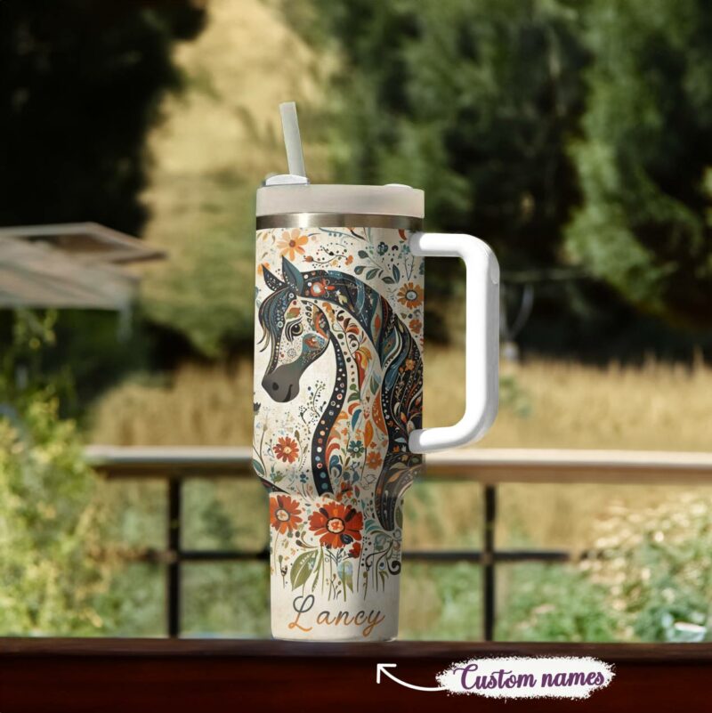 Horse Animal Custom Stanley Quencher 40oz Stainless Steel Tumbler With Handle - Threewoofs - Image 4