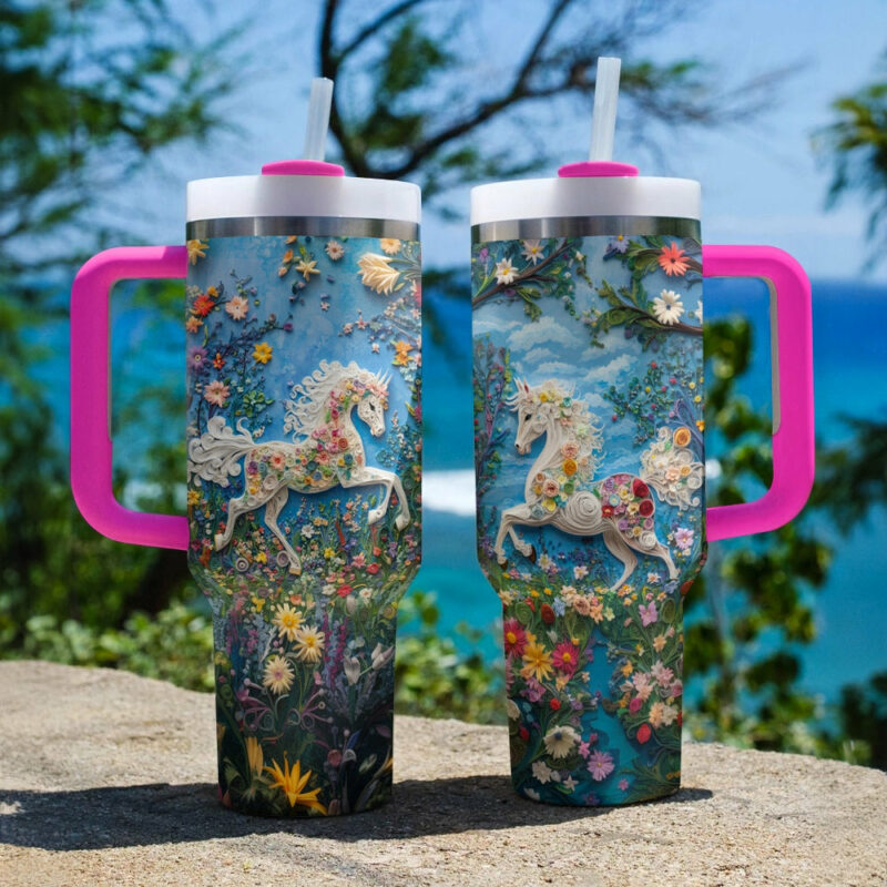 Horse Animal Custom Stanley Quencher 40oz Stainless Steel Tumbler With Handle - Threewoofs - Image 4