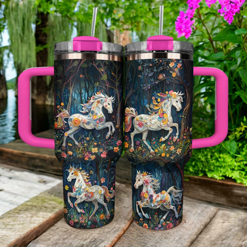 Horse Animal Custom Stanley Quencher 40oz Stainless Steel Tumbler With Handle - Threewoofs - Image 4