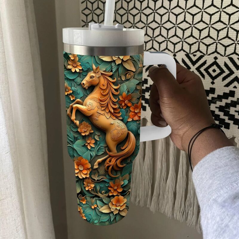 Horse Animal Custom Stanley Quencher 40oz Stainless Steel Tumbler With Handle - Threewoofs - Image 4