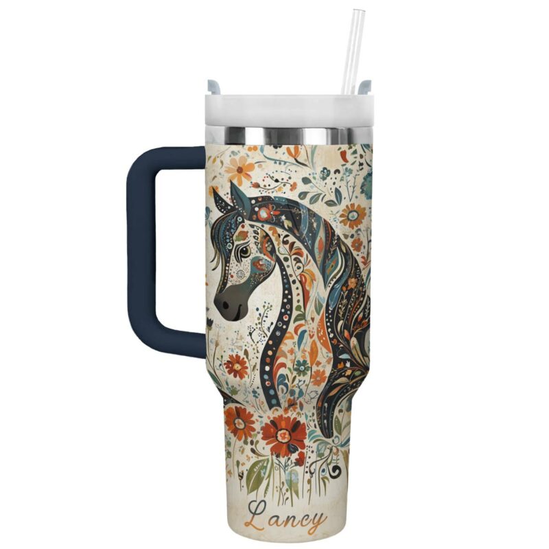 Horse Animal Custom Stanley Quencher 40oz Stainless Steel Tumbler With Handle - Threewoofs