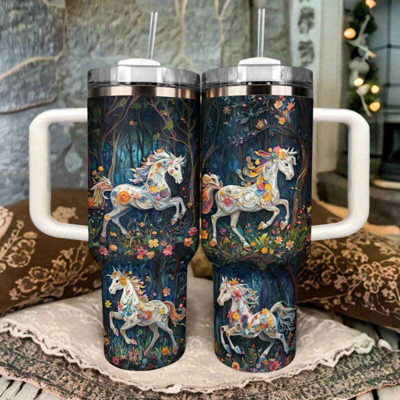 Horse Animal Custom Stanley Quencher 40oz Stainless Steel Tumbler With Handle - Threewoofs - Image 2