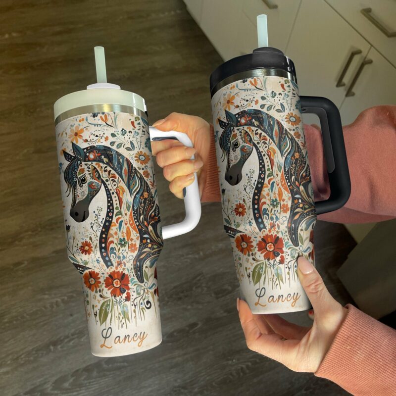 Horse Animal Custom Stanley Quencher 40oz Stainless Steel Tumbler With Handle - Threewoofs - Image 3