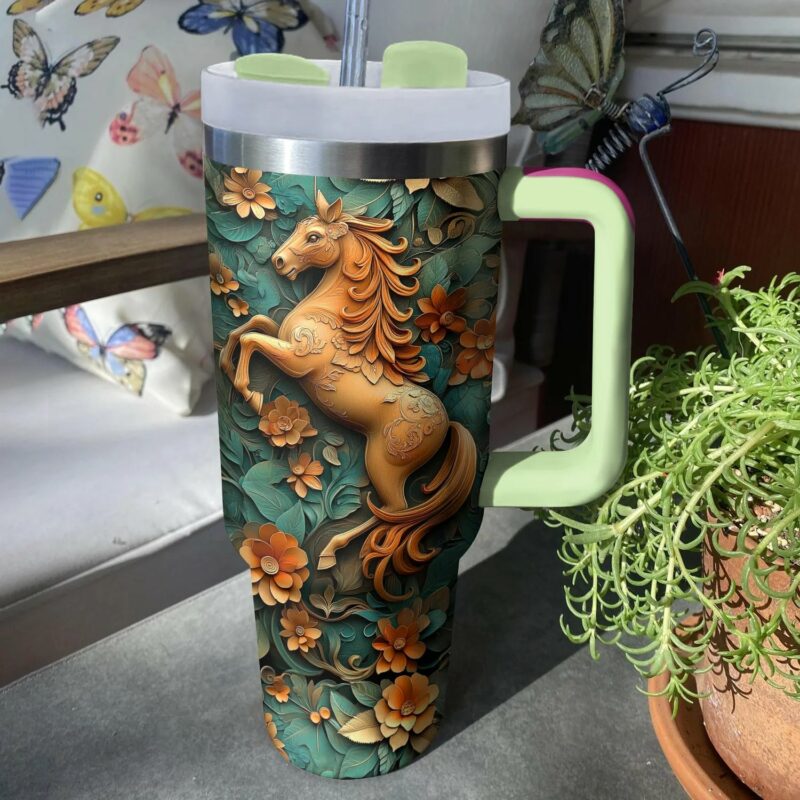 Horse Animal Custom Stanley Quencher 40oz Stainless Steel Tumbler With Handle - Threewoofs - Image 3