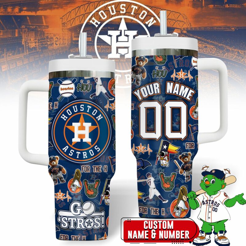 Houston Astros MLB Custom Stanley Quencher 40oz Stainless Steel Tumbler With Handle - Threewoofs