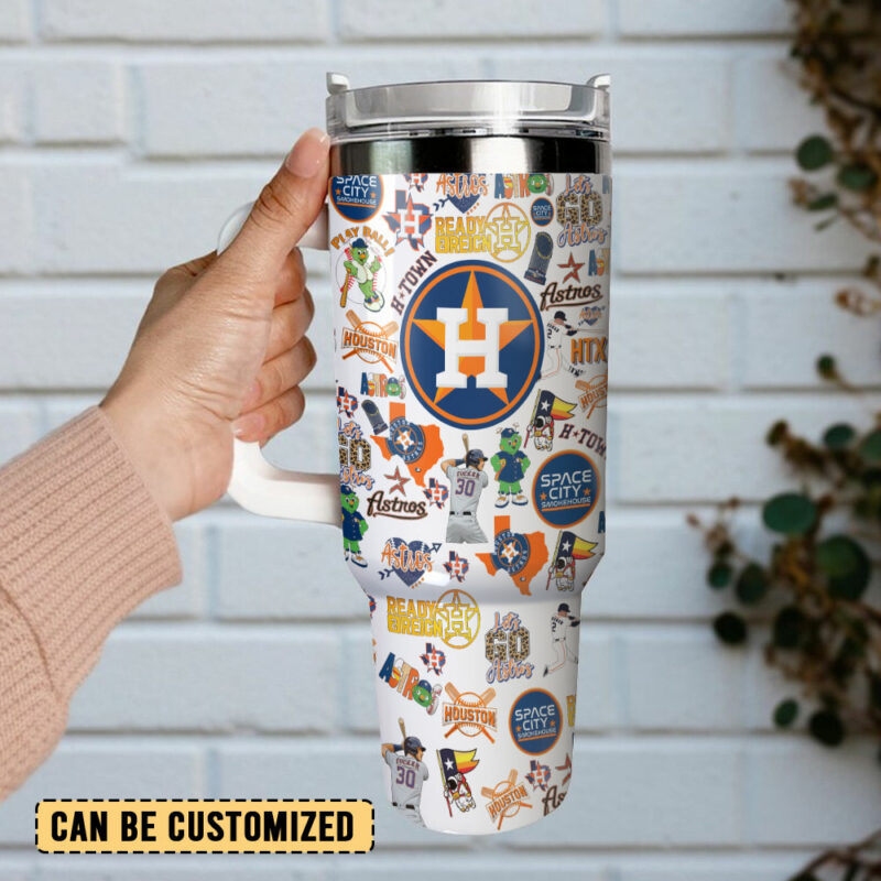 Houston Astros MLB Sports Custom Stanley Quencher 40oz Stainless Steel Tumbler With Handle - Threewoofs - Image 3