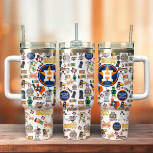 Houston Astros MLB Sports Custom Stanley Quencher 40oz Stainless Steel Tumbler With Handle - Threewoofs