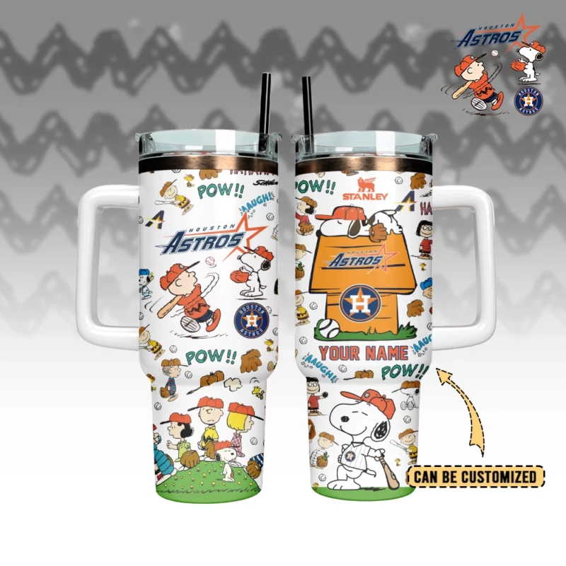 Houston Astros x Peanuts MLB Custom Stanley Quencher 40oz Stainless Steel Tumbler With Handle - Threewoofs - Image 3