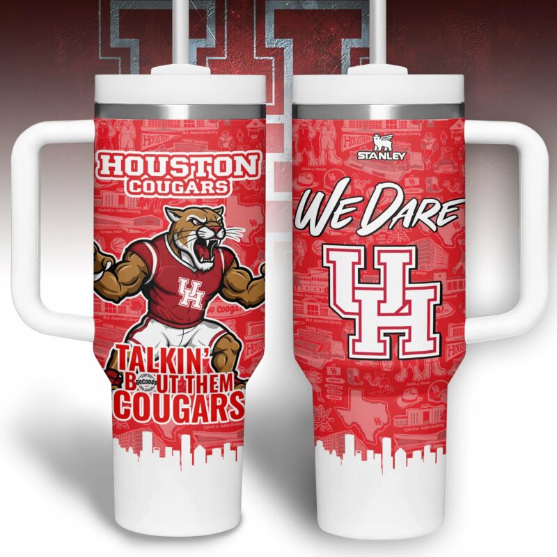 Houston Cougars NCAA Custom Stanley Quencher 40oz Stainless Steel Tumbler With Handle - Threewoofs