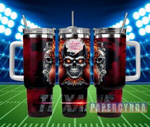 Custom Skull Football Tumbler - Personalized Gift for Sports Fans
