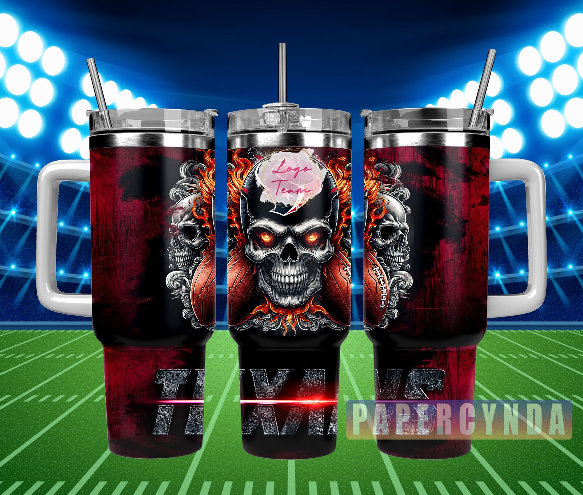 Custom Skull Football Tumbler - Personalized Gift for Sports Fans