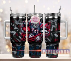 Skull Football Tumbler with Handle - Perfect Gift for Sports Fans