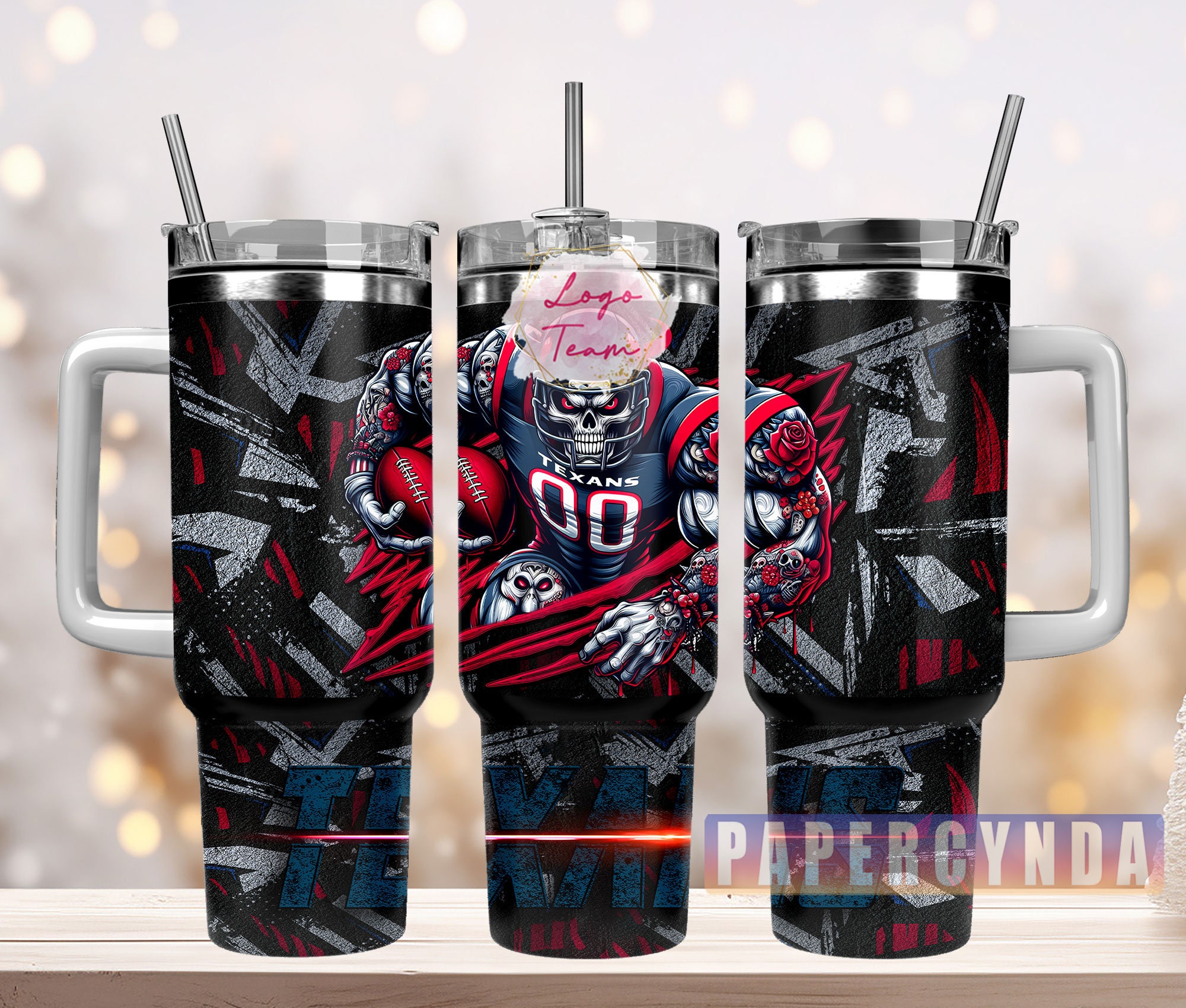 Skull Football Tumbler with Handle - Perfect Gift for Sports Fans