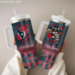 Custom Texans Tumbler with Handle – Personalized Football Fan Gift