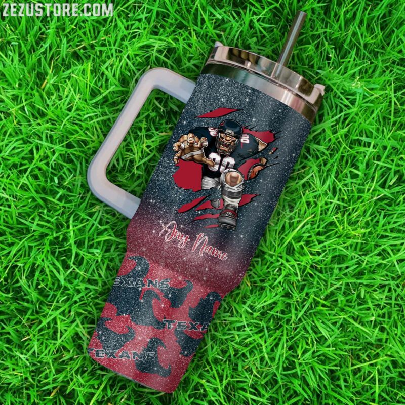 Custom Texans Tumbler with Handle – Personalized Football Fan Gift - Image 3