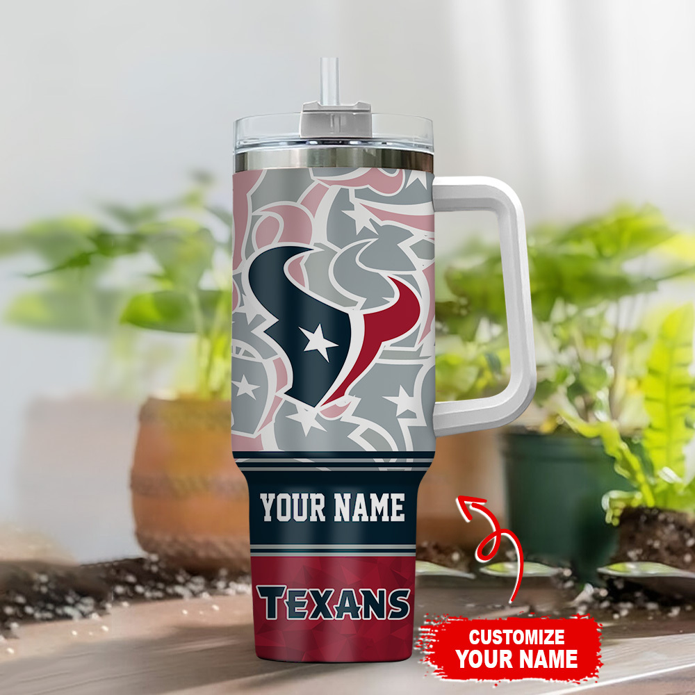 Customizable Texans Tumbler Mug with Handle - Personalized NFL Fan Gift - Image 2