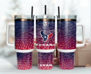 Houston Texans Glitter Tumbler with Handle & Straw - Perfect Gift for Fans
