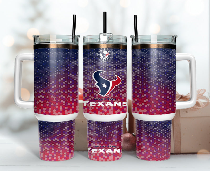 Houston Texans Glitter Tumbler with Handle & Straw - Perfect Gift for Fans