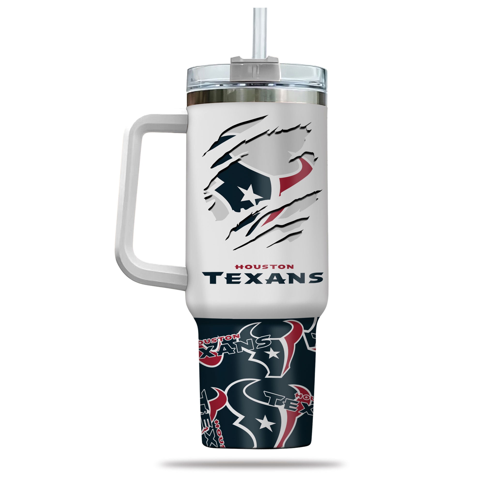 Ultimate Houston Texans Stainless Steel Travel Mug with Handle & Straw - Image 3